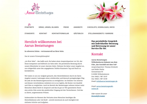 Bestattungen Aarun: Ihr Beerdigungsinstitut in Wilhelmshaven in Wilhelmshaven