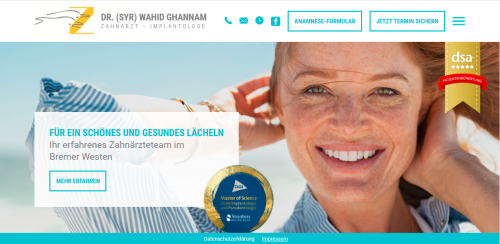Firmenprofil von: Alles für ein gesundes Lächeln - Zahnarztpraxis Dr. Ghannam in Bremen