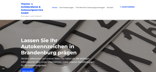Firmenprofil von:  Thamms Schilderdienst + Zulassungsservice GmbH – Ihr Partner für Autoschilder und Zulassungsdienst seit 1990