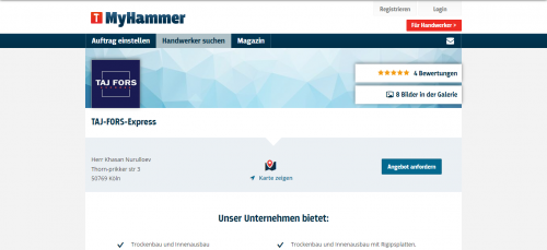 Firmenprofil von: Ihr Partner für den Innenausbau: TAJ-FORS-Express UG in Köln