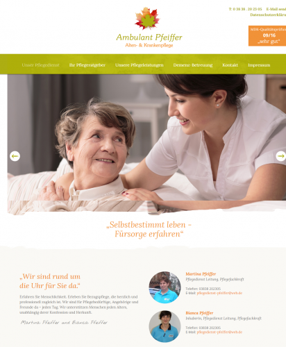 Firmenprofil von: Selbstbestimmt im Alter – Ambulanter Pflegedienst Pfeiffer in Bergen auf Rügen 