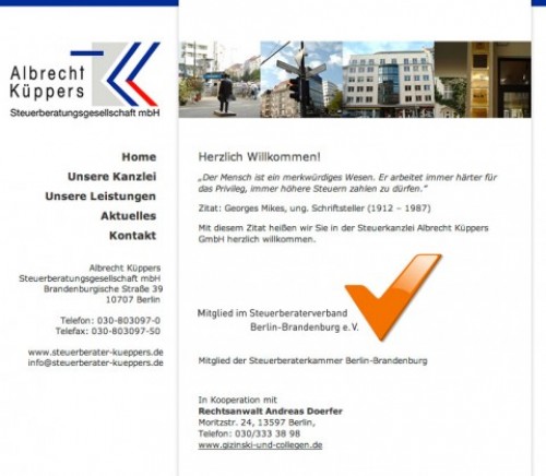 Firmenprofil von: Albrecht Küppers Steuerberatungsgesellschaft mbH in Berlin-Charlottenburg
