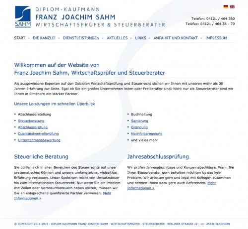 Firmenprofil von: Wirtschaftsprüfer und Steuerberater in Elmshorn: Dipl.-Kfm. Franz Joachim Sahm 